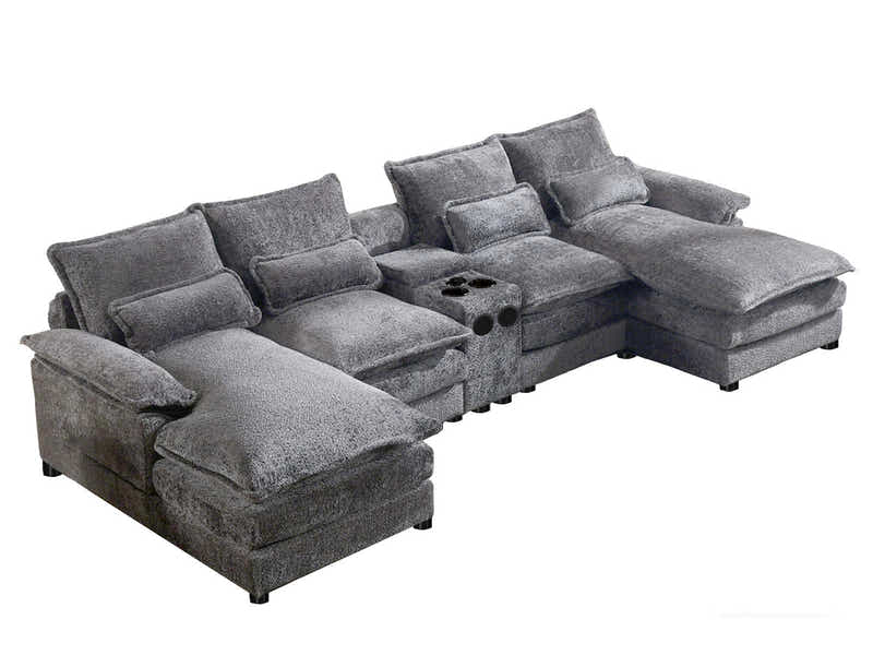 U-shaped Combination Sofa Chenille - Grey
