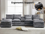 U-shaped Combination Sofa Chenille - Grey