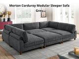 Morton Corduroy Modular Sleeper Sofa - Grey