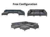 Morton Corduroy Modular Sleeper Sofa - Grey