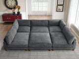 Morton Corduroy Modular Sleeper Sofa - Grey