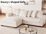 DS Daury L Shaped Sofa Corduroy Beige