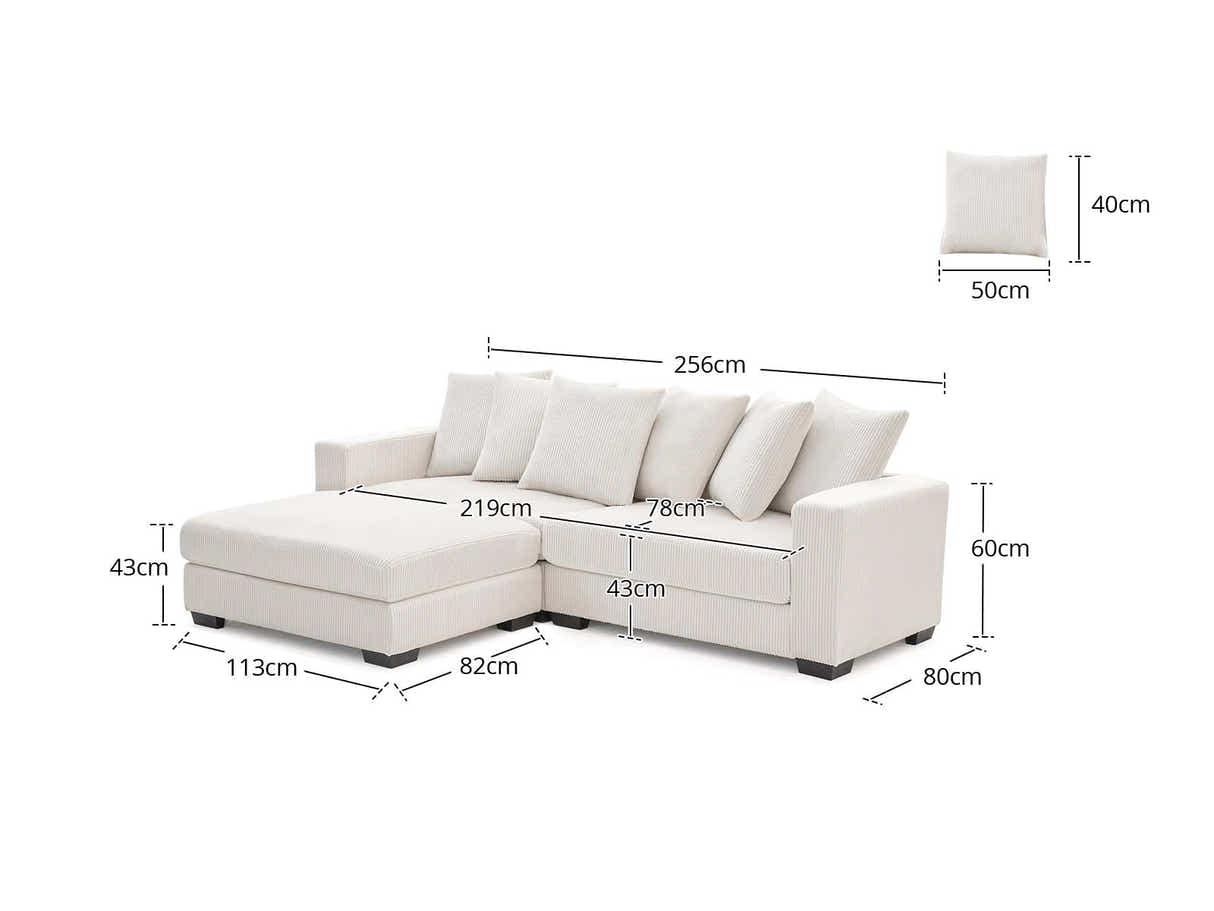 DS Daury L Shaped Sofa Corduroy Beige