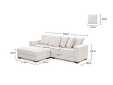 DS Daury L Shaped Sofa Corduroy Beige