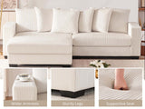 DS Daury L Shaped Sofa Corduroy Beige