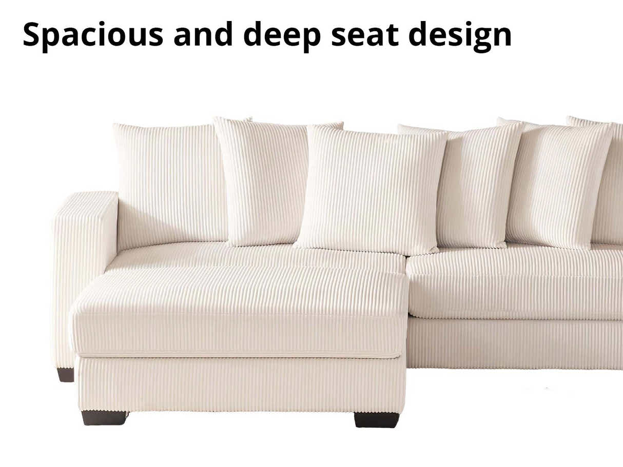 DS Daury L Shaped Sofa Corduroy Beige