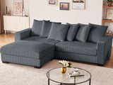 DS Daury L Shaped Sofa Corduroy Dark Grey