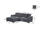 DS Daury L Shaped Sofa Corduroy Dark Grey