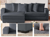 DS Daury L Shaped Sofa Corduroy Dark Grey