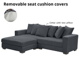 DS Daury L Shaped Sofa Corduroy Dark Grey