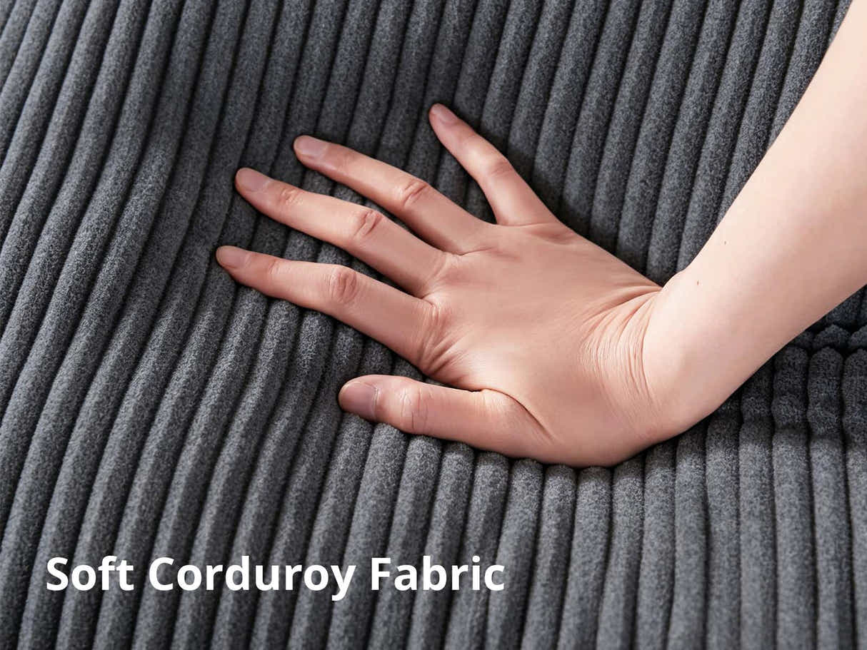 DS Daury L Shaped Sofa Corduroy Dark Grey