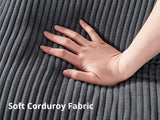 DS Daury L Shaped Sofa Corduroy Dark Grey