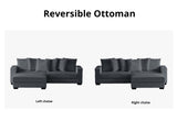 DS Daury L Shaped Sofa Corduroy Dark Grey