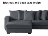 DS Daury L Shaped Sofa Corduroy Dark Grey