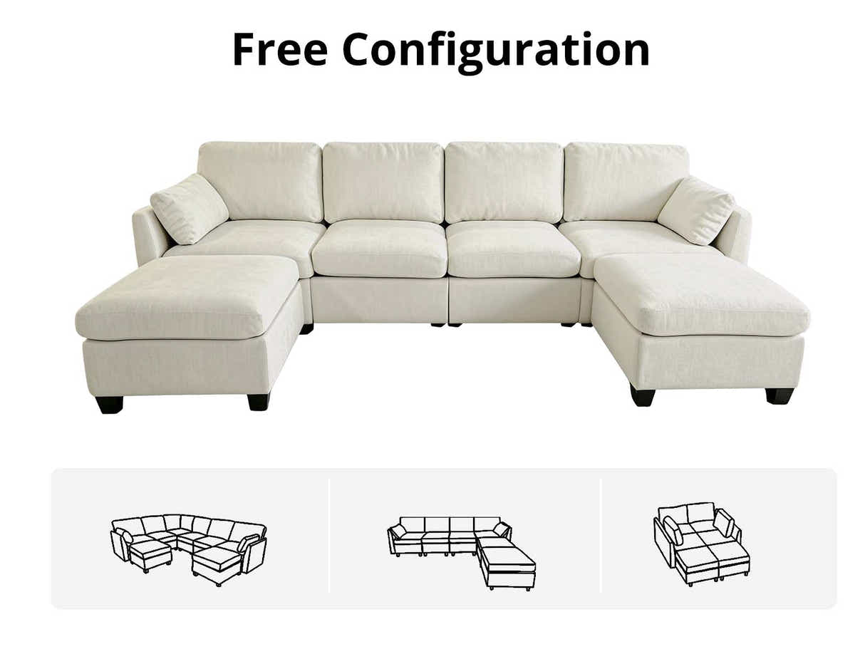 DS Jonpony 6PC Modular Sofa Set Beige