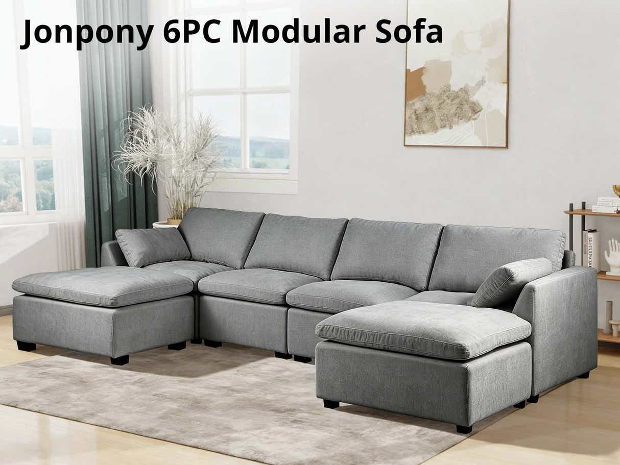 DS Jonpony 6PC Modular Sofa Set Dark Grey