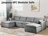 DS Jonpony 6PC Modular Sofa Set Dark Grey
