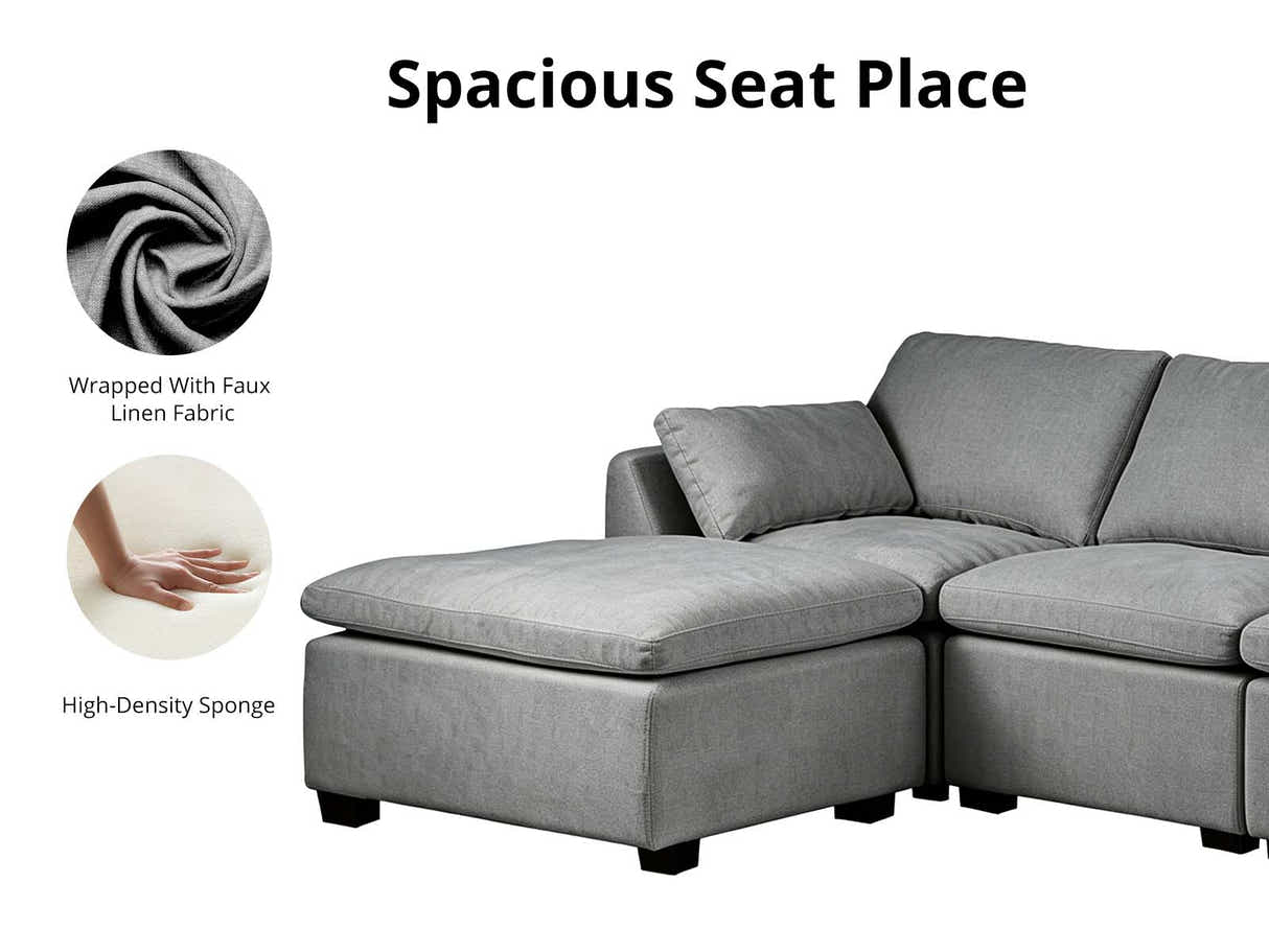 DS Jonpony 6PC Modular Sofa Set Dark Grey