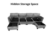 DS Jonpony 6PC Modular Sofa Set Dark Grey