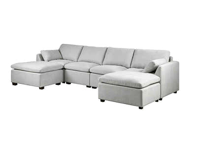 DS Jonpony 6PC Modular Sofa Set - Light Grey