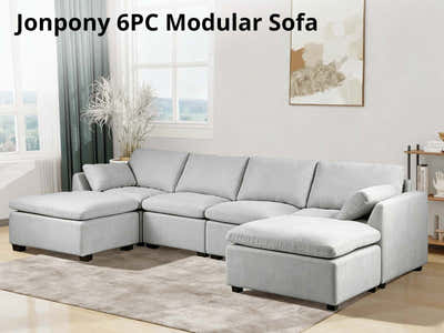 DS Jonpony 6PC Modular Sofa Set - Light Grey