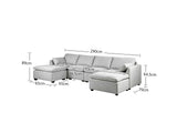 DS Jonpony 6PC Modular Sofa Set Light Grey