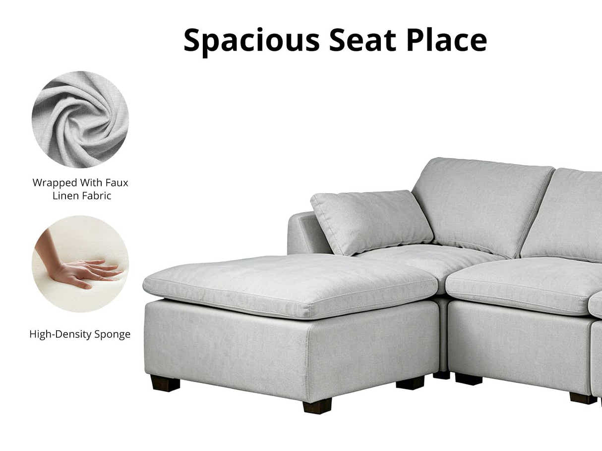 DS Jonpony 6PC Modular Sofa Set Light Grey