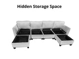DS Jonpony 6PC Modular Sofa Set Light Grey