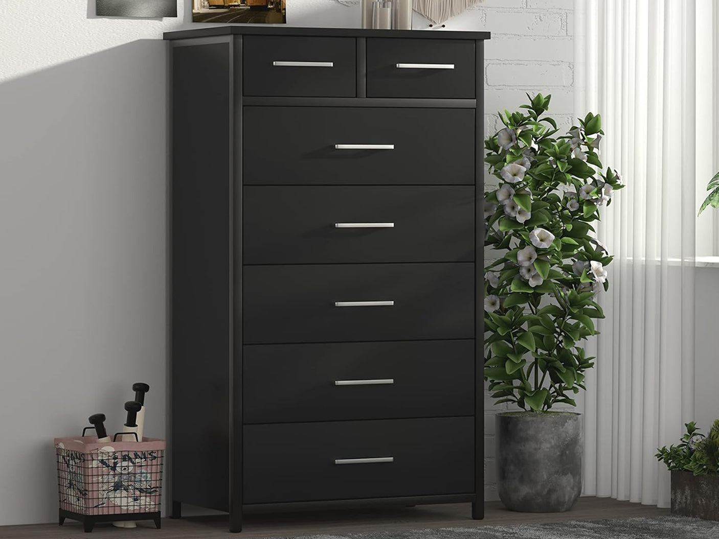 Angelynn 7 Drawer Tallboy Black