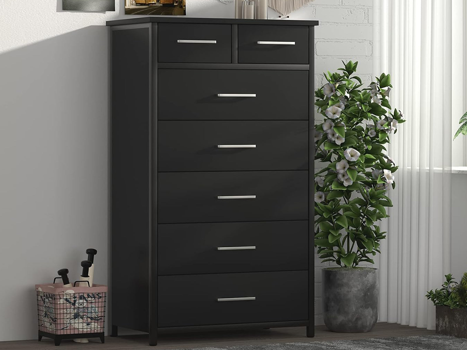 Angelynn 7-Drawer Tallboy - Black