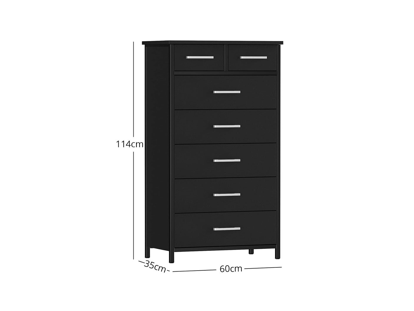 Angelynn 7 Drawer Tallboy Black
