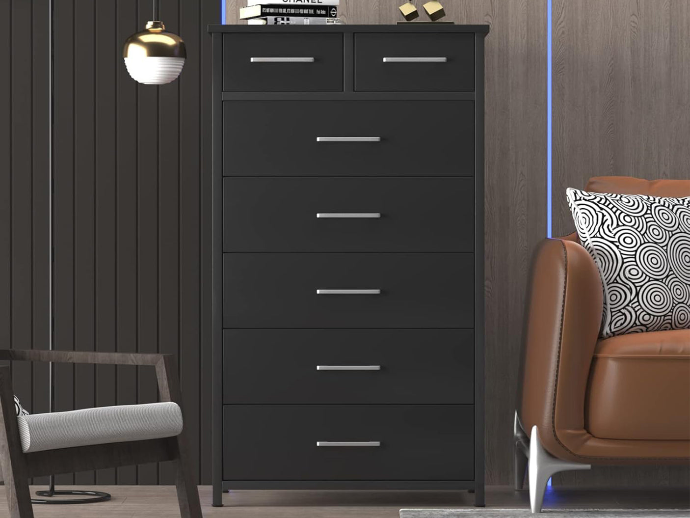 Angelynn 7 Drawer Tallboy Black