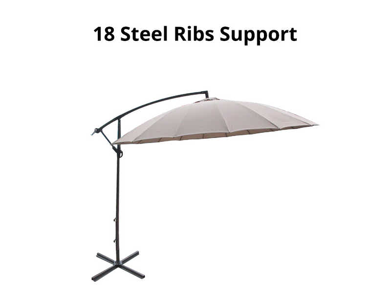 Grey Cantilever Patio Outdoor Umbrella - 3m