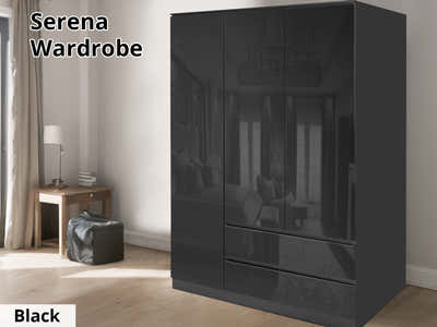 Serena 3-Door Wardrobe - Glossy Black