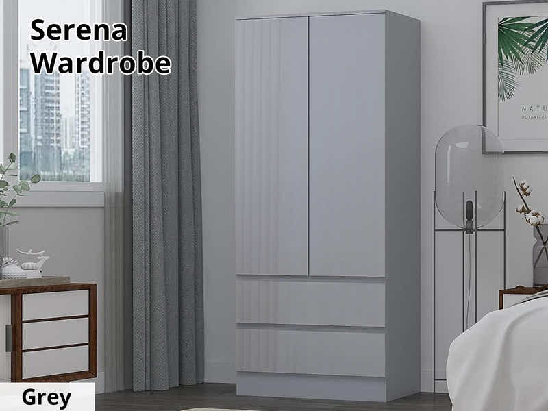 Serena 2-Door Wardrobe - Glossy Grey