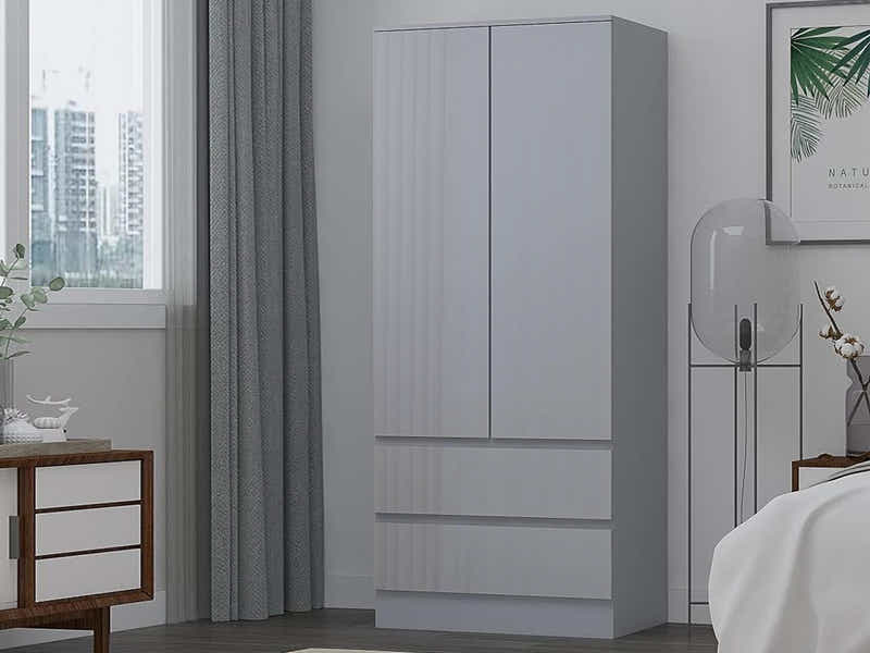 Serena 2-Door Wardrobe - Glossy Grey