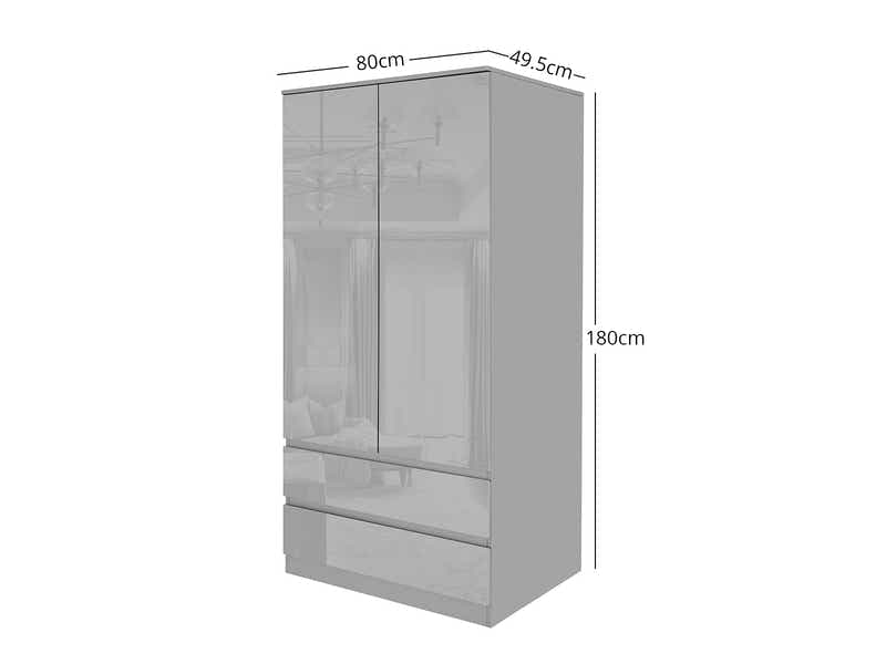 Serena 2-Door Wardrobe - Glossy Grey