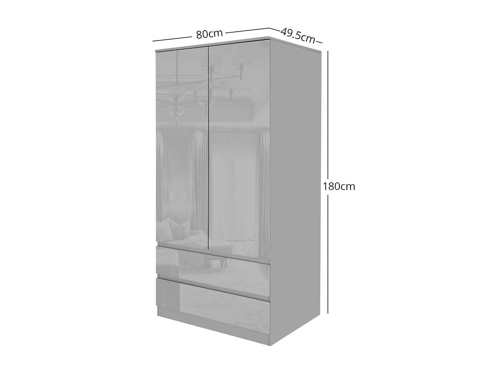 Serena 2-Door Wardrobe - Glossy Grey