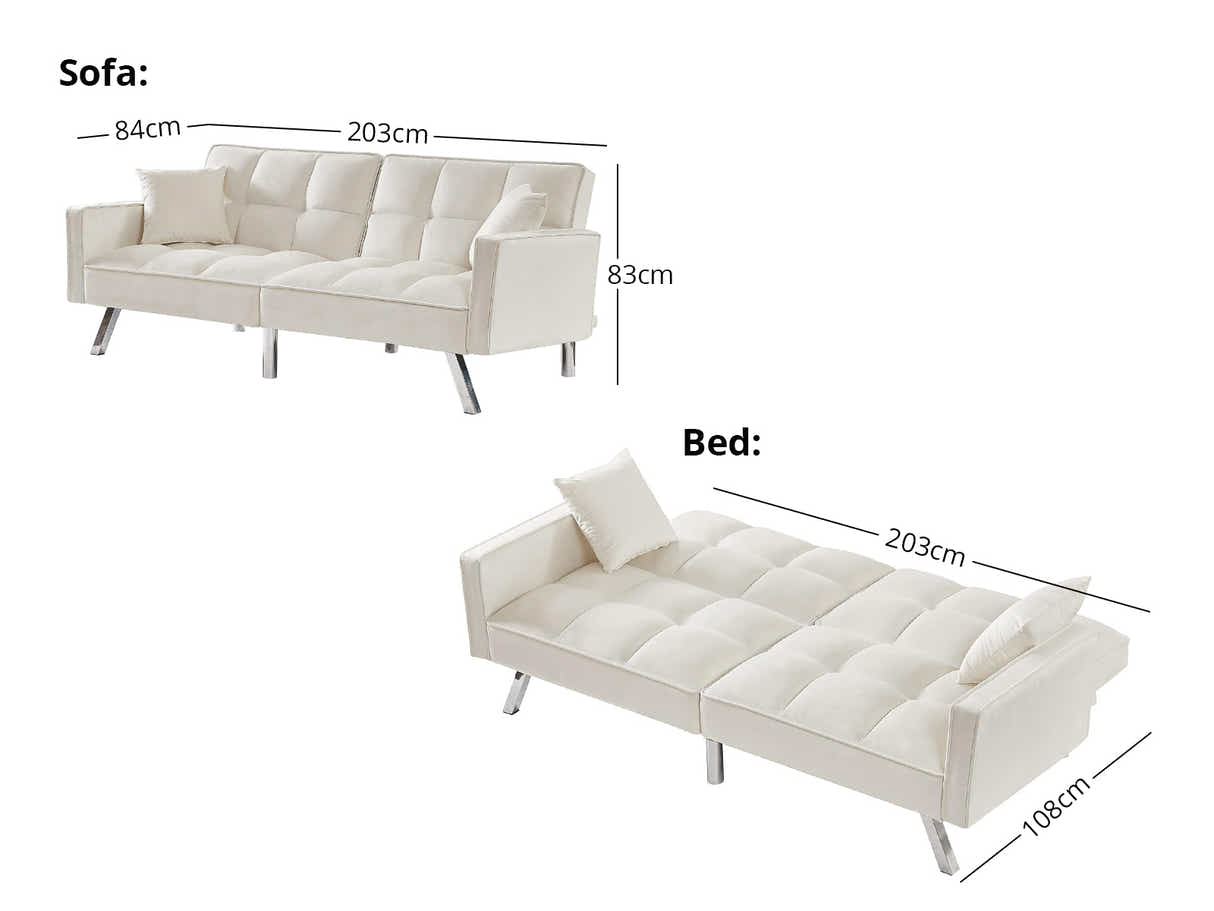 Legen Futon Sofa Bed Velvet - Beige
