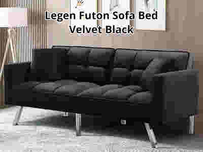 DS Legen Futon Sofa Bed Velvet Black