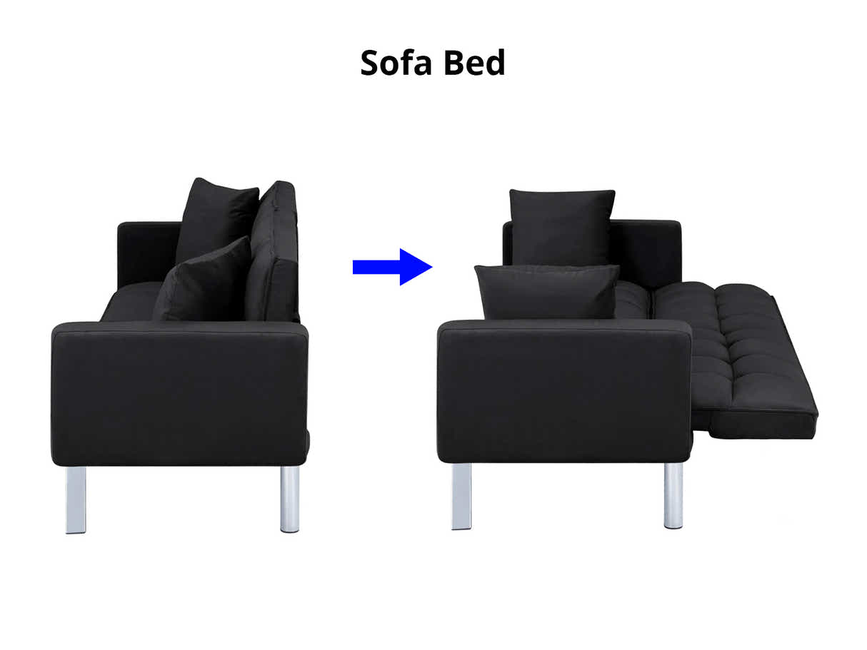 Legen Futon Sofa Bed Velvet - Black