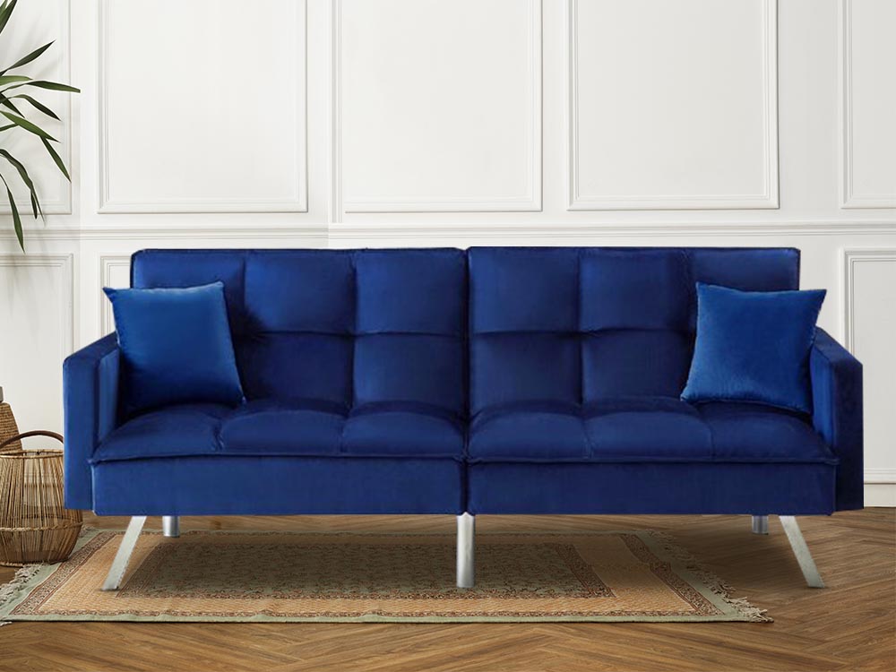 Futon Sofa Bed Blue Velvet