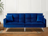 Futon Sofa Bed Blue Velvet