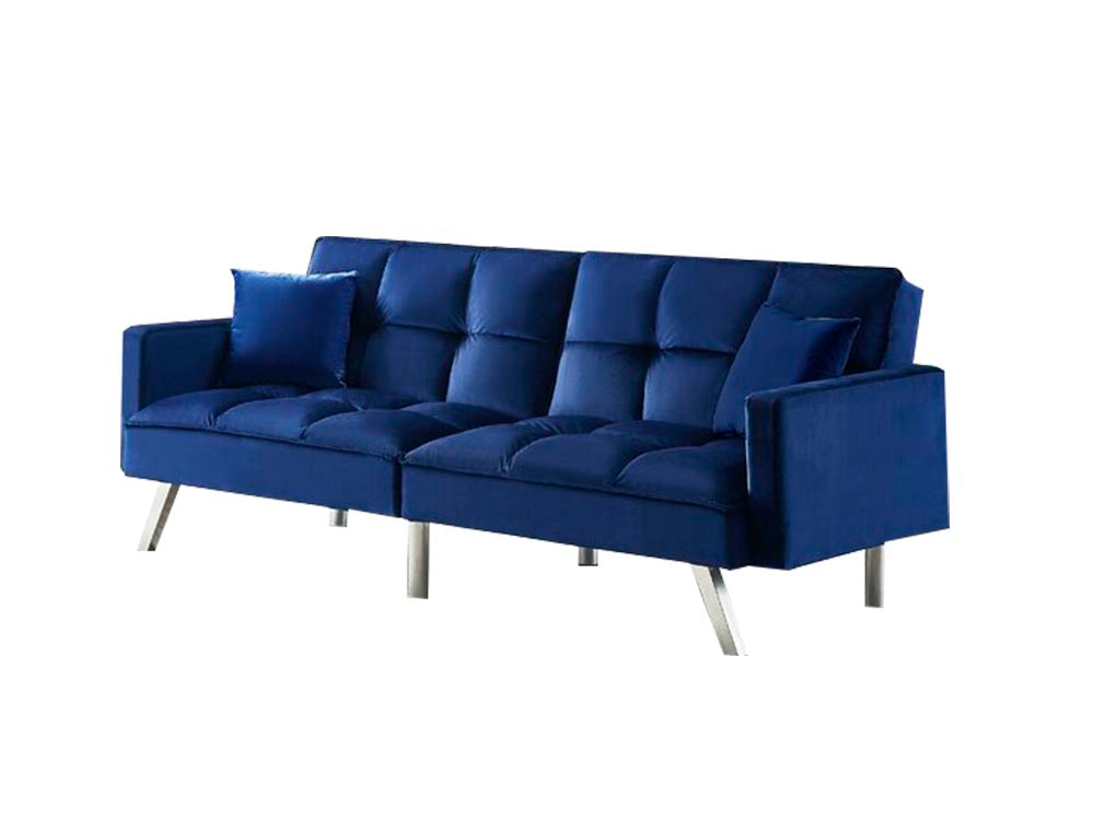 Futon Sofa Bed Blue Velvet