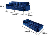 Futon Sofa Bed Blue Velvet