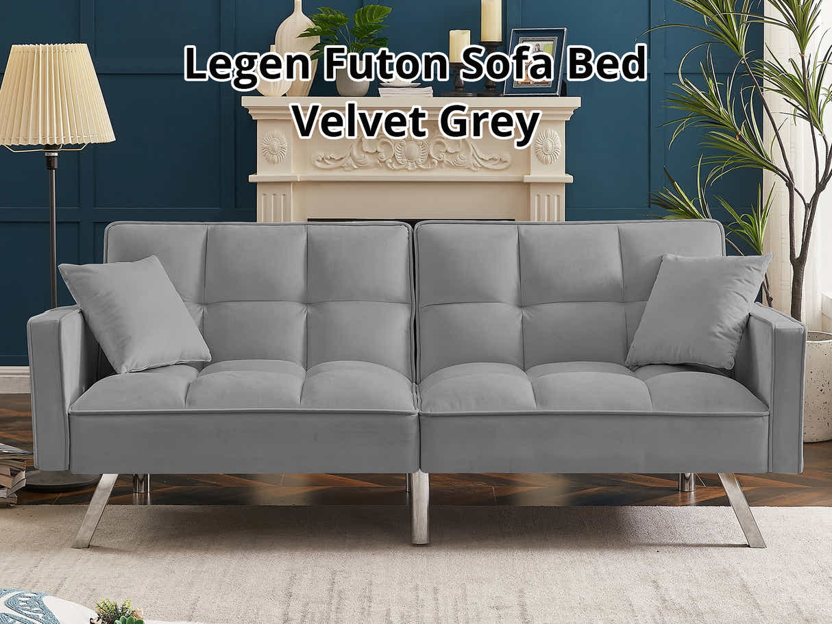 Legen Futon Sofa Bed Velvet Grey