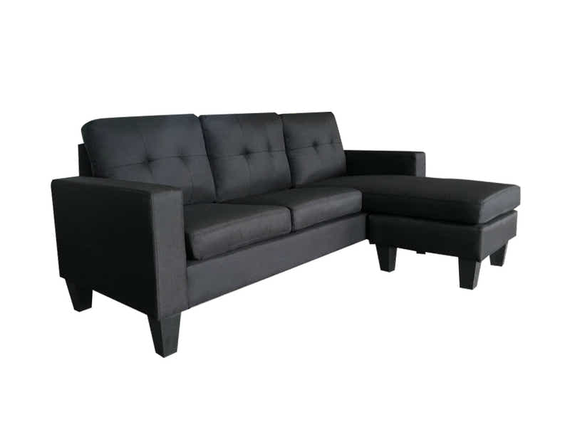 Robyn Linen Sofa Set With Ottoman - Black