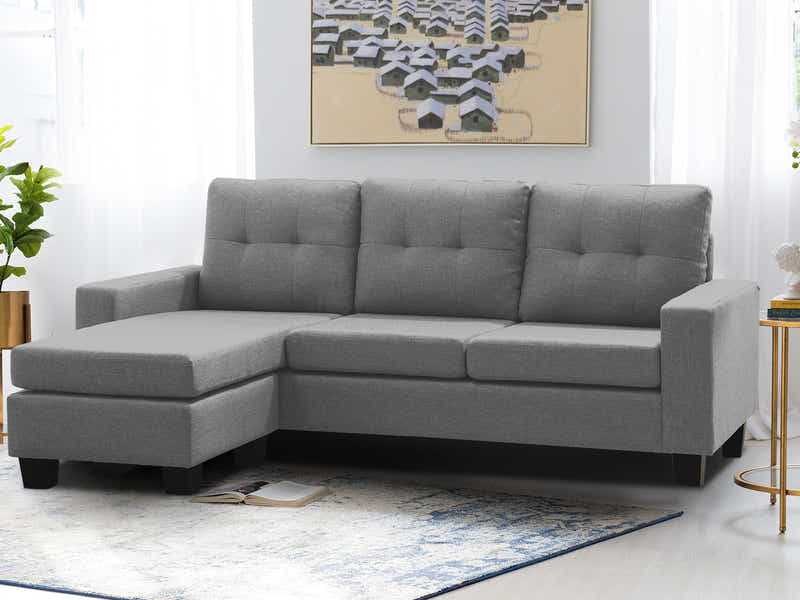 Robyn Linen Sofa Set With Ottoman - Dark Grey
