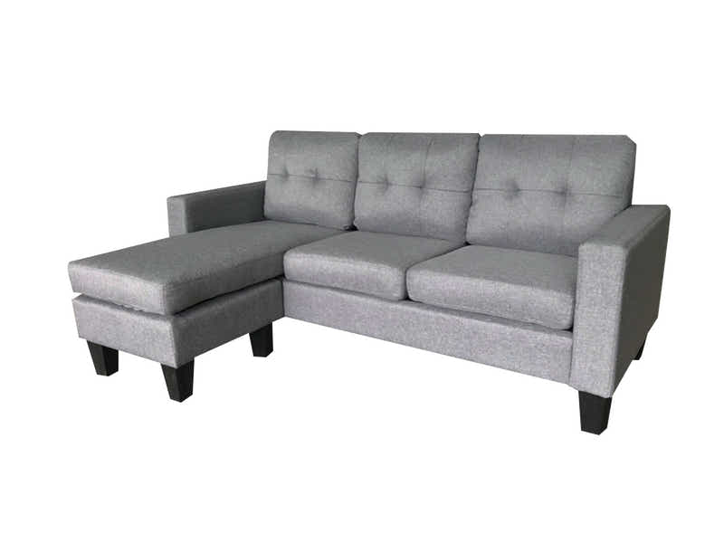 Robyn Linen Sofa Set With Ottoman - Dark Grey