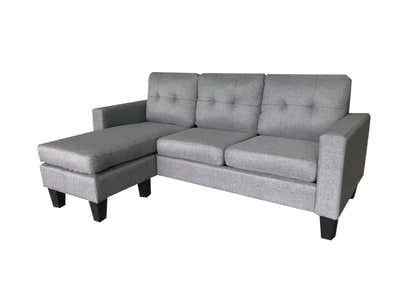 Robyn Linen Sofa Set With Ottoman - Dark Grey